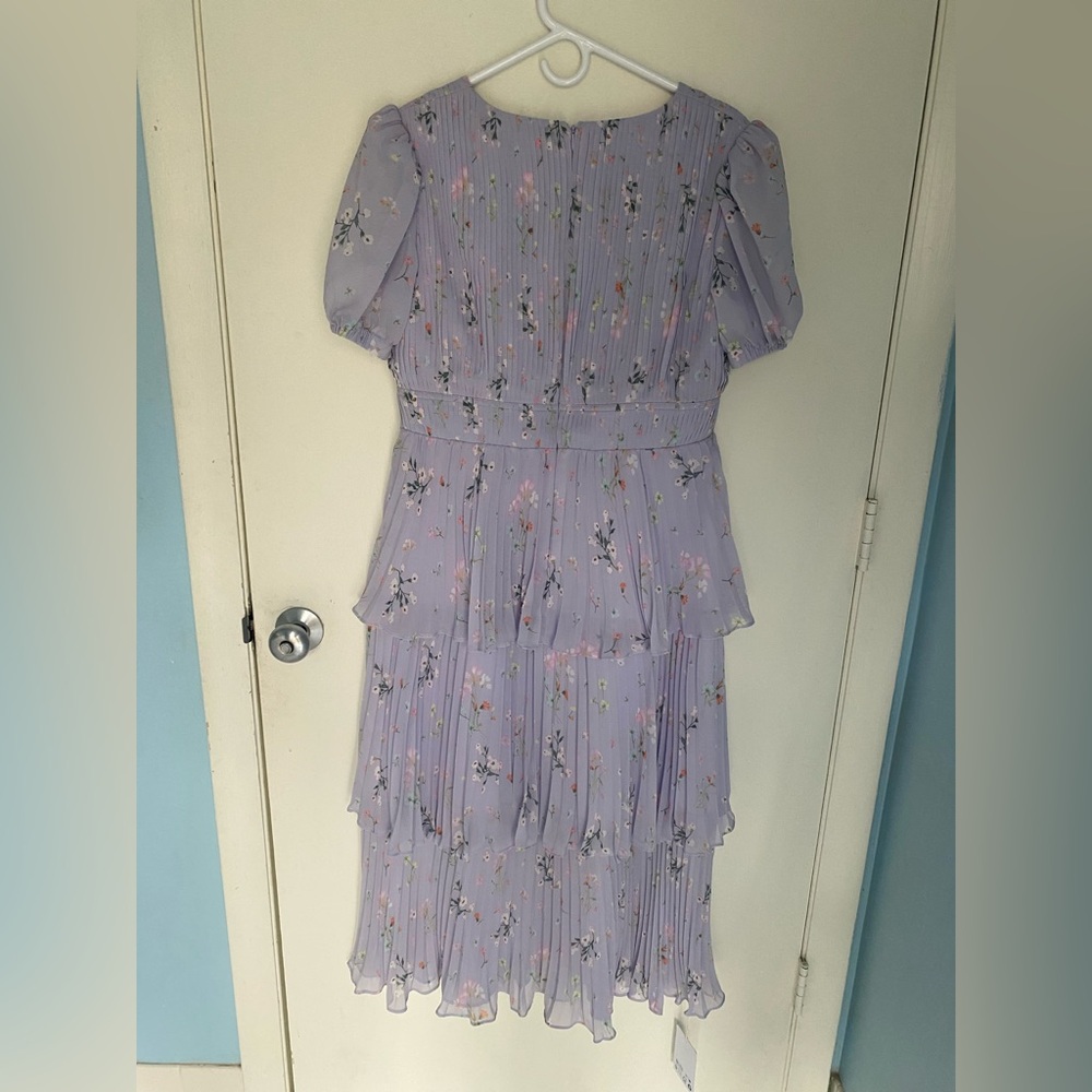 NWT Self-Portrait Lilac Floral Tiered Dress Size UK 14/US 10 - Picture 7 of 12